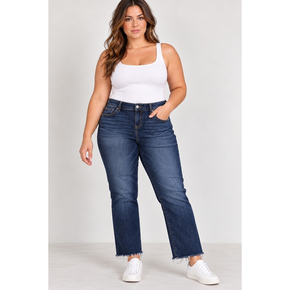 Torrid Premium Skinny Jeans Dark Wash Raw Hem Stretch Denim Size 12R